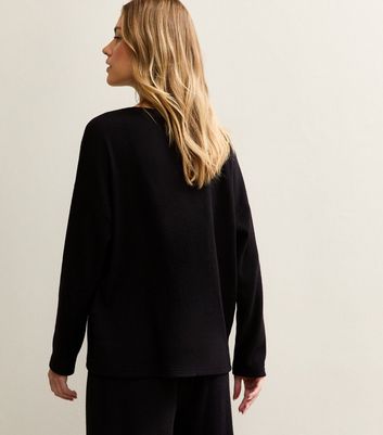 Black Brushed Ribbed Top