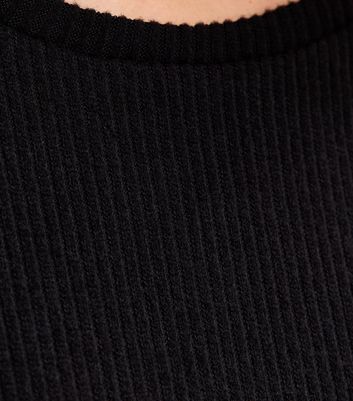 Black Brushed Ribbed Top