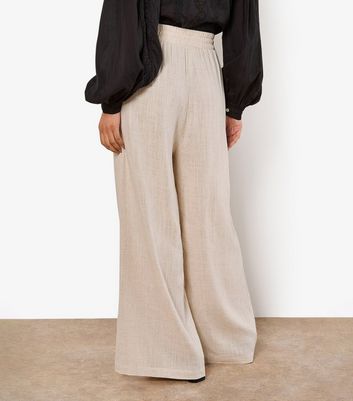 Apricot Stone Linen-Blend Wide Leg Trousers 3 Apricot Stone Linen-Blend Wide Leg Trousers