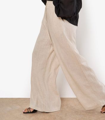 Apricot Stone Linen-Blend Wide Leg Trousers 4 Apricot Stone Linen-Blend Wide Leg Trousers