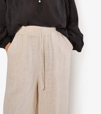 Apricot Stone Linen-Blend Wide Leg Trousers 5 Apricot Stone Linen-Blend Wide Leg Trousers