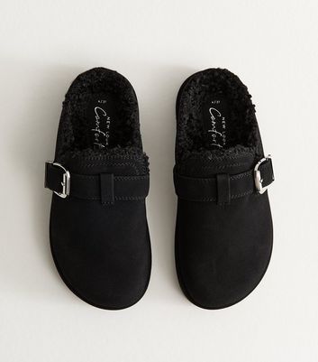 Black Faux Fur Lined Clog