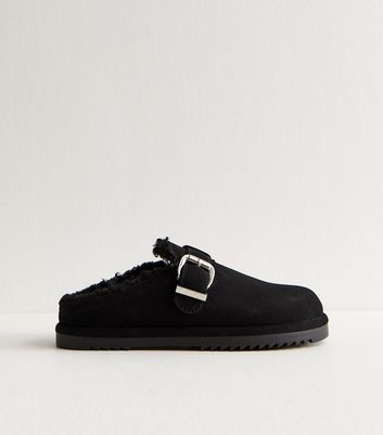Black Faux Fur Lined Clog