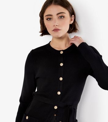 Apricot Black Button Ribbed Mini Dress 4 Apricot Black Button Ribbed Mini Dress