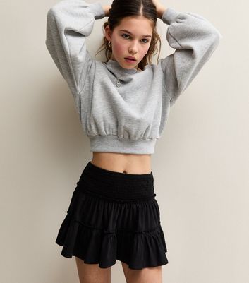 Girls Black Ruffled Jersey Skort