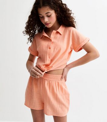 Girls Coral Gauze Elasticated Waist Shorts