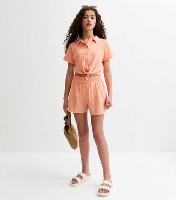 Girls Coral Gauze Elasticated Waist Shorts