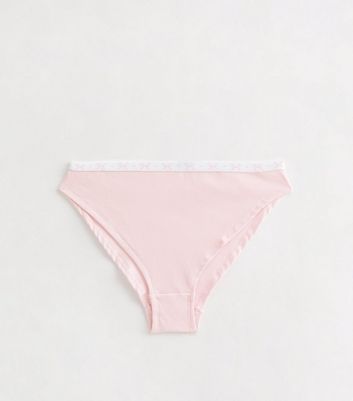 Girls Light Pink Bow Print Trim Briefs
