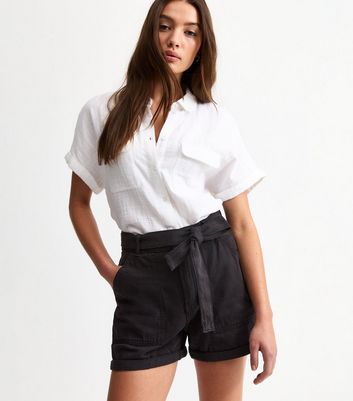 Black Belted Twill Shorts 3 Black Belted Twill Shorts