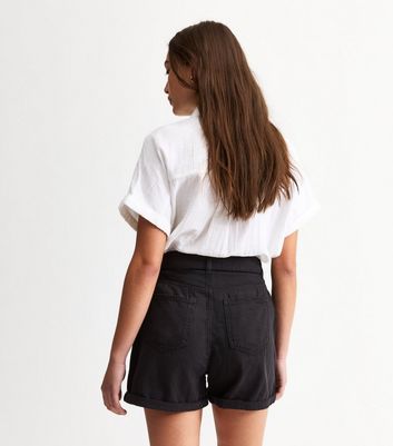 Black Belted Twill Shorts 4 Black Belted Twill Shorts