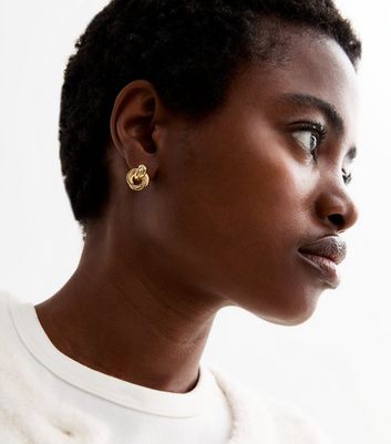 18ct Gold Plated Knot Doorknocker Earrings