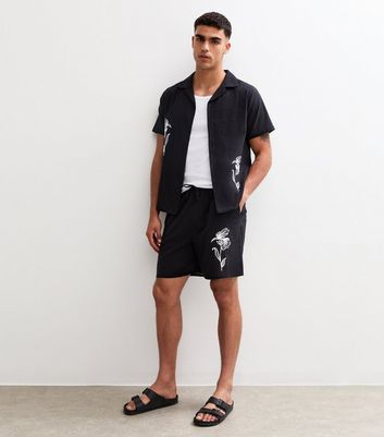Black Regular Floral Embroidered Shorts 3 Black Regular Floral Embroidered Shorts