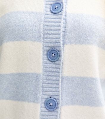 Girls Blue Striped Crew Neck Cardigan 6 Girls Blue Striped Crew Neck Cardigan