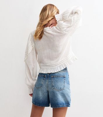 Blue A-Line Denim Shorts 4 Blue A-Line Denim Shorts