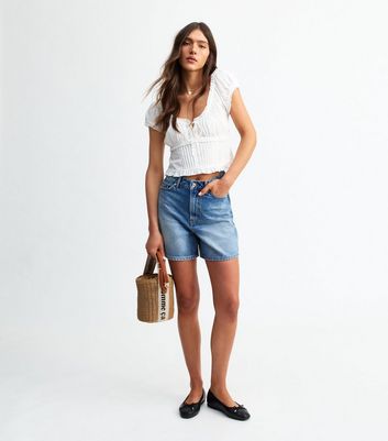 Blue A-Line Denim Shorts 6 Blue A-Line Denim Shorts