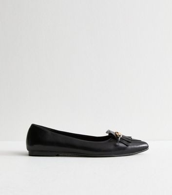 Black Faux Leather Chain Detail Ballet Flats 5 Black Faux Leather Chain Detail Ballet Flats