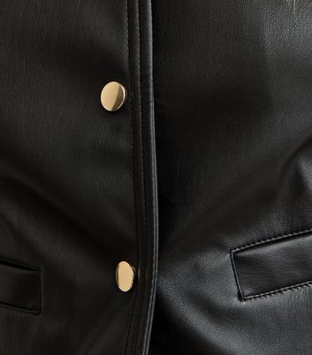 Black Collarless Faux Leather Jacket 5 Black Collarless Faux Leather Jacket