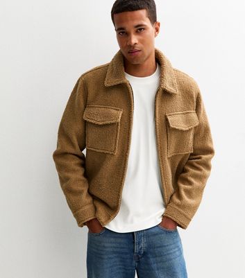 Brown Regular Fit Boucle Texture Jacket