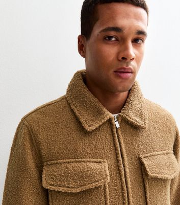 Brown Regular Fit Boucle Texture Jacket