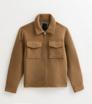 Brown Regular Fit Boucle Texture Jacket