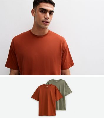 2 Pack Rust/Khaki Oversized T-Shirts