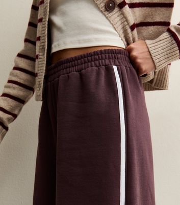 Girls Dark Brown Side Stripe Wide Leg Trousers