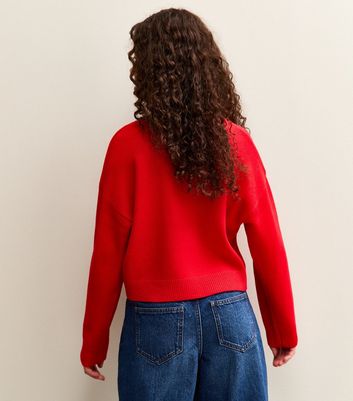 Girls Bright Red Capy Christmas Jumper 6 Girls Bright Red Capy Christmas Jumper