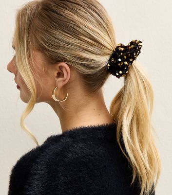 Black Christmas Sequin Scrunchie