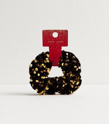 Black Christmas Sequin Scrunchie