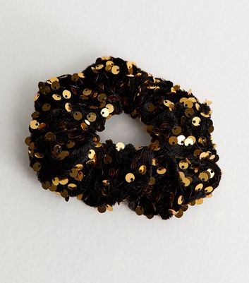 Black Christmas Sequin Scrunchie 3 Black Christmas Sequin Scrunchie