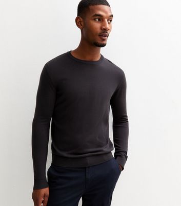 Dark Grey Slim Fit Crew Neck Jumper