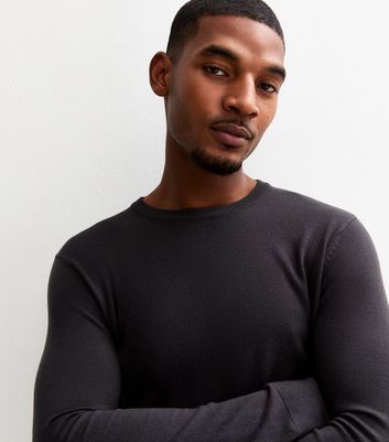 Dark Grey Slim Fit Crew Neck Jumper