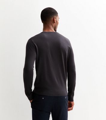 Dark Grey Slim Fit Crew Neck Jumper 4 Dark Grey Slim Fit Crew Neck Jumper