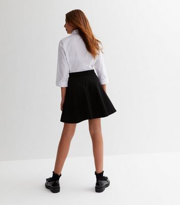 Girls Black Skater School Skirt 4 Girls Black Skater School Skirt