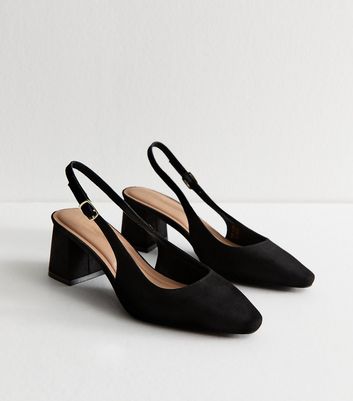 Black Faux Suede Block Heel Slingback Sandals 4 Black Faux Suede Block Heel Slingback Sandals