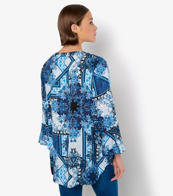 Apricot Blue Patchwork Print Blouse 3 Apricot Blue Patchwork Print Blouse