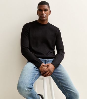 Black Slim Fit Crew Neck Jumper