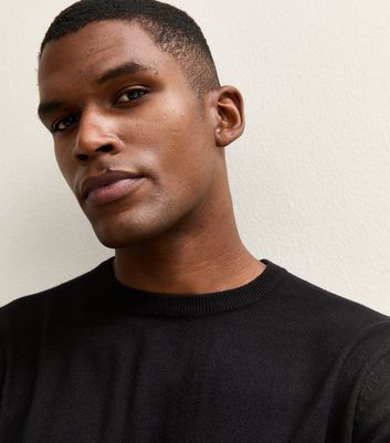 Black Slim Fit Crew Neck Jumper