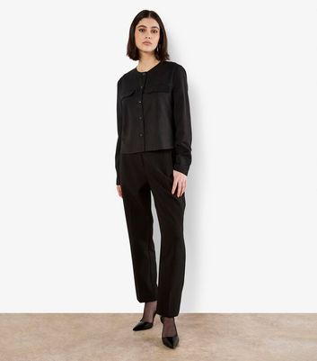 Apricot Black Crew Neck Cropped Jacket 4 Apricot Black Crew Neck Cropped Jacket