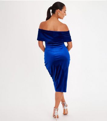 QUIZ Petite Blue Velvet Midi Dress 3 QUIZ Petite Blue Velvet Midi Dress