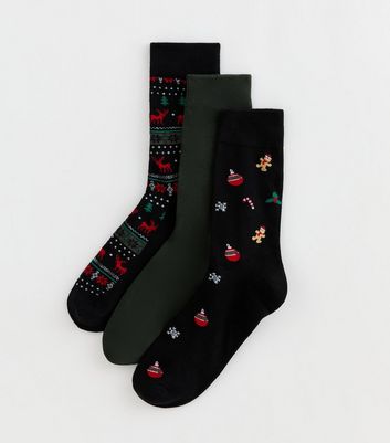 Jack & Jones Black Pack of 3 Christmas Socks
