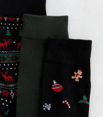 Jack & Jones Black Pack of 3 Christmas Socks