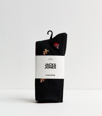 Jack & Jones Black Pack of 3 Christmas Socks 3 Jack & Jones Black Pack of 3 Christmas Socks