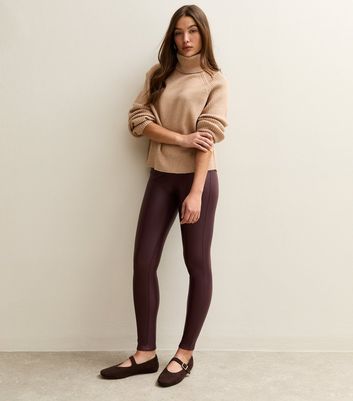 Burgundy Faux Leather High Waisted Leggings