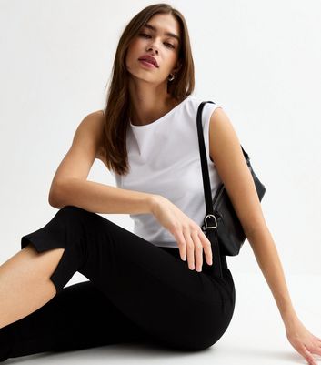 Black Capri Split Hem Leggings