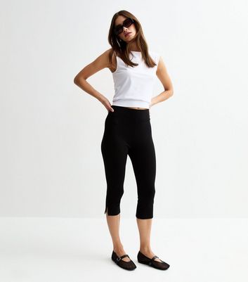 Black Capri Split Hem Leggings