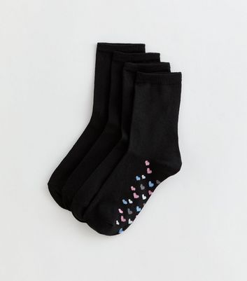 Black Pack of 4 Spot and Stripe Ankle Socks