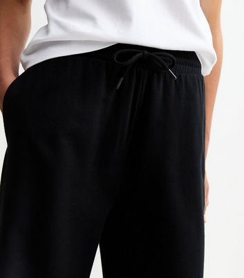 Black Drawstring Waist Wide Leg Joggers