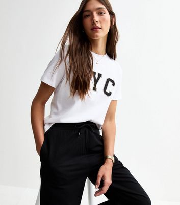 Black Drawstring Waist Wide Leg Joggers 3 Black Drawstring Waist Wide Leg Joggers