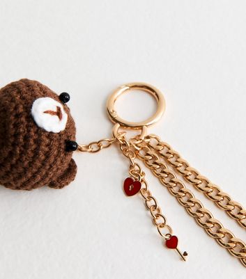 Brown Crochet Bear Bag Charm 4 Brown Crochet Bear Bag Charm